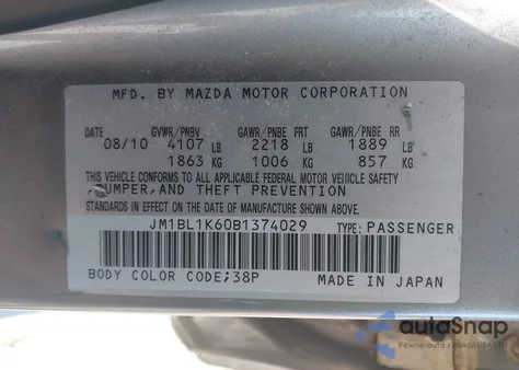2011 Mazda Mazda3 S Sport from USA, damaged, VIN JM1BL1K60B1374029
